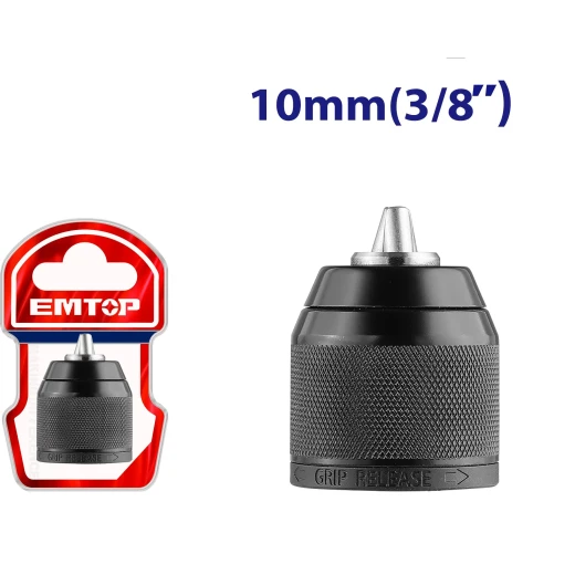 EMTOP 10mm Keyless Impact Drill Chuck EKCY10201 Capacity 0 8 To 10mm Thread 3 8 24UNF Designed For Emtop ECIDL6200128 Fast Bit Change Tool Accessory EMTOP 10mm Keyless Impact Drill Chuck EKCY10201 Capacity 0 8 To 10mm Thread 3 8 24UNF Designed For Emtop ECIDL6200128 Fast Bit Change Tool Accessory