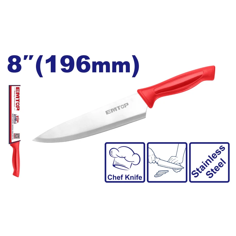 Emtop Top Value 8-Inch Stainless Steel Chef Knife with Durable Handle for Precision Slicing & Daily Kitchen Use (EMKK1181) - Emtop