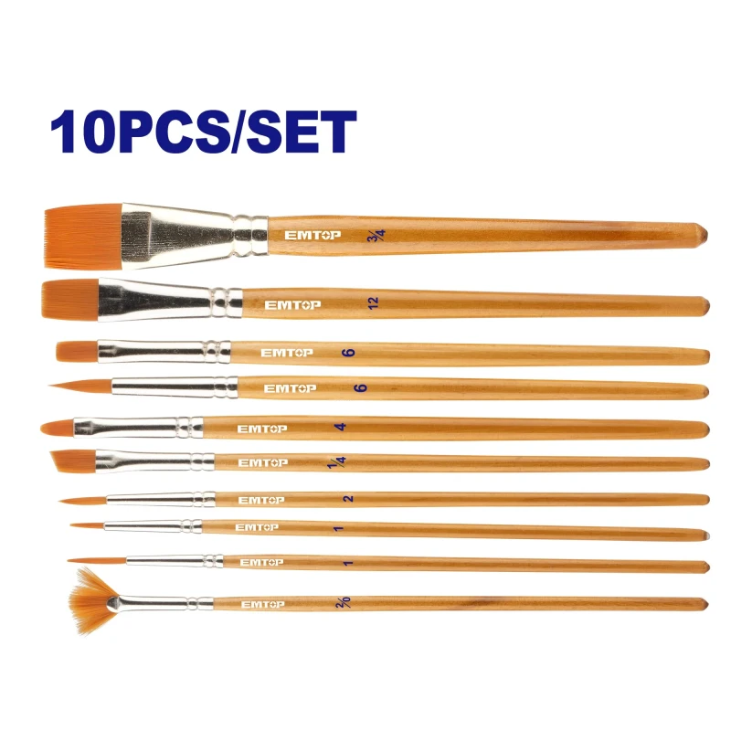 Emtop Set De Pinceles Artisticos 10 Pzs Emxa1K10 - Emtop