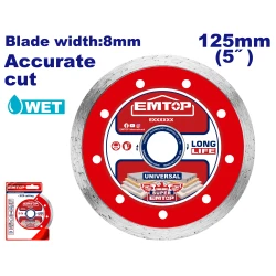 Emtop EDDC021252 Continuous Diamond Blade 125x22mm 8mm Segment