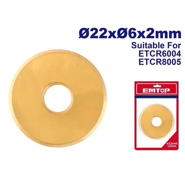 EMTOP ETCR6004B 22x6x2mm Tile Cutter Blade Replacement Heavy Duty Steel Construction with Precision Scoring Edge Fits Most Manual Tile Cutters Ideal for Professional Tilers and DIYers - Emtop
