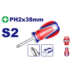 EMTOP ESDPH2038 Phillips Screwdriver – Durable Precision Hand Tool for Tightening and Loosening Screws, Ideal for Assembly, Repair, Maintenance, Workshop &