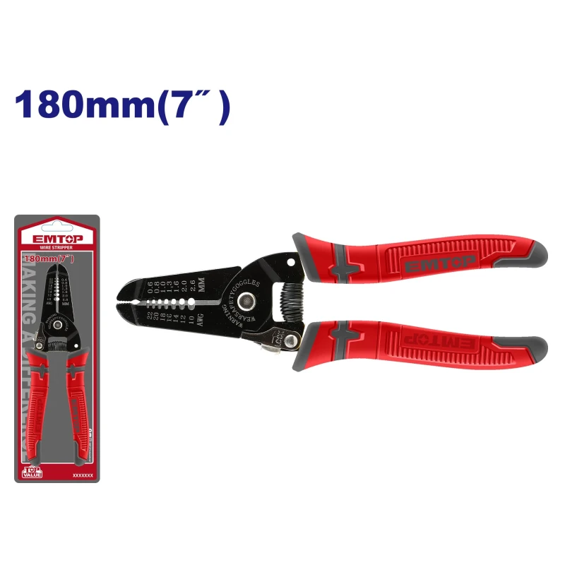 EMTOP EMPL5607 180mm Cable Stripper – Industrial Wire Stripping Tool for Precise and Easy Cable Insulation Removal, Ideal for Electrical Work, Installation, Repair, Maintenance & Workshop Applications - Emtop