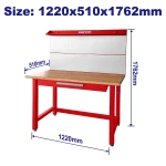 EMTOP EMCS5A03 Workbench Steel 1220x510x1762mm Wooden Top 38mm 1 Drawer 48kg - Emtop
