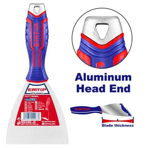 Emtop 60mm Industrial Stainless Steel Spatula with Aluminum Head EPTLA06002