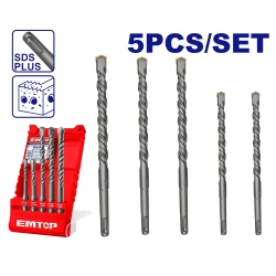 طقم ريش حفر خرسانة إيمتوب SDS بلس 5 قطع 6–16 مم EHDR12052 – لقم حفر متينة للخرسانة والطوب والحجر، مناسبة لمطارق الحفر وأعمال البناء والتركيب والصيانة