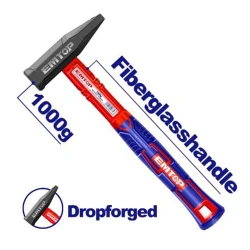 EMTOP EHAMMH1000 1000g Mechanical Hammer – Durable Hammer with Fiberglass & TPR Handle, Ideal for Assembly, Repair, Carpentry, Workshop & Maintenance Applications
