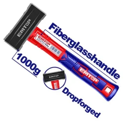EMTOP EHAMSH1000 1000g Sledgehammer – Heavy-Duty Demolition Hammer with Fiberglass & TPR Handle, Ideal for Breaking, Demolition, Construction, Workshop & Maintenance Applications