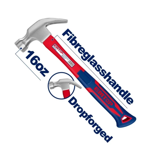 EMTOP EHAMCH1601 450g Carpenter’s Hammer – Durable Hammer with Fiberglass & TPR Handle, Ideal for Carpentry, Assembly, Repair, Workshop & Maintenance Appli EMTOP EHAMCH1601 450g Carpenter’s Hammer – Durable Hammer with Fiberglass & TPR Handle, Ideal for Carpentry, Assembly, Repair, Workshop & Maintenance Appli
