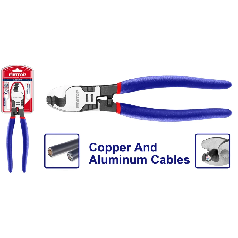 EMTOP EPLRC0621 160mm Industrial Cr-V Cable Cutter with Grip Handle, Black – Durable Cable Cutting Pliers for Wires and Cables, Ideal for Electrical Work, Installation, Repair, Maintenance & Workshop Applications - Emtop