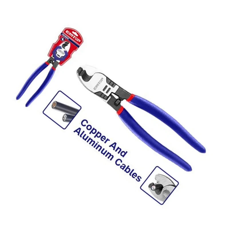 EMTOP EPLRC0821 200mm Industrial Cr-V Cable Cutter – Durable Cable Cutting Pliers with Black & Polished Finish, Ideal for Electrical Work, Installation, Maintenance - Emtop