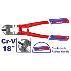EMTOP 18-Inch 450mm Industrial Cr-V Bolt Cutter – Heavy-Duty Cutting Tool with Black & Polished Finish, Ideal for Cutting Wires, Metal Rods, Workshop, Construction & Maintenance Applications