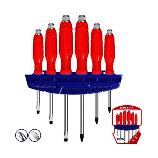 EMTOP ESSTGT0601 6-Piece Impact Screwdriver Set – 75mm, 100mm & 150mm Cr-V Steel Screwdrivers, Heavy-Duty Tools for Tightening & Loosening Screws, Assembly, Repair, Maintenance & Workshop Applications EMTOP ESSTGT0601 6-Piece Impact Screwdriver Set – 75mm, 100mm & 150mm Cr-V Steel Screwdrivers, Heavy-Duty Tools for Tightening & Loosening Screws, Assembly, Repair, Maintenance & Workshop Applications
