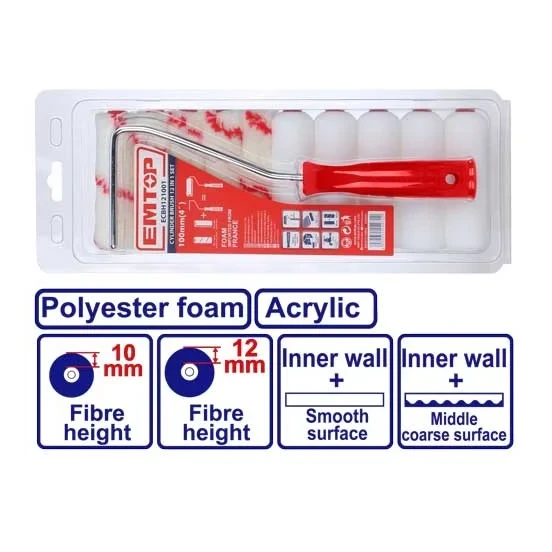 Emtop 4 Inch Mini Roller Set with 10 Refills (5 Polyester/5 Acrylic Foam) - Emtop