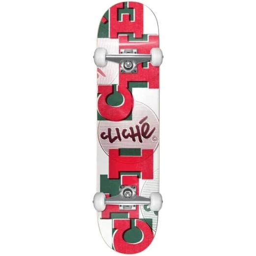 Cliché Uppercase Complete Skateboard 7.875 x 31.65 cm Red/White Cliché Uppercase Complete Skateboard 7.875 x 31.65 cm Red/White