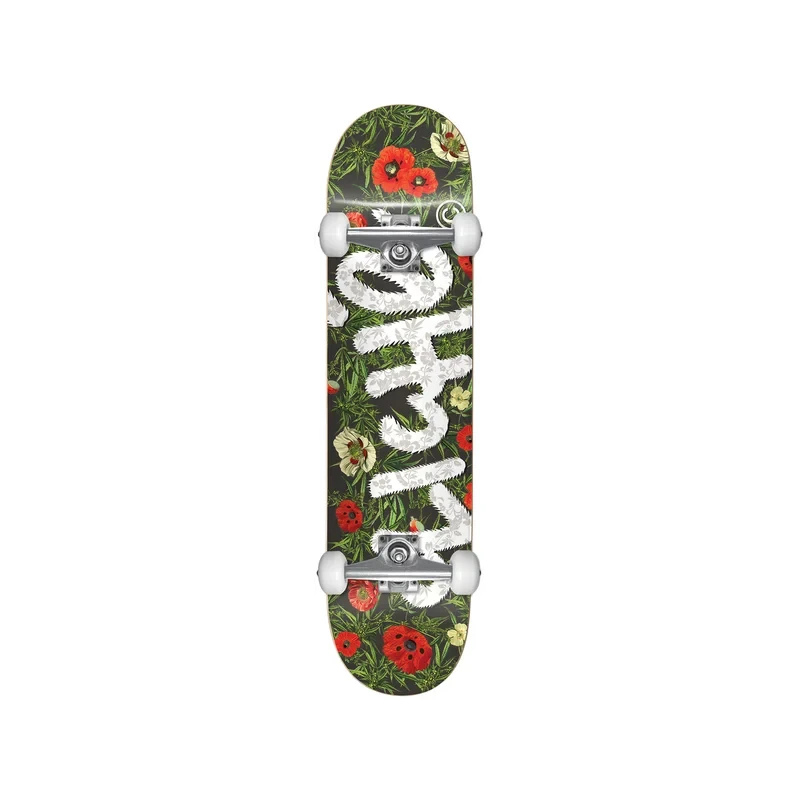 CLICHé Botanical Charcoal 8.125" Complete Skateboard – Green Red White - Cliche