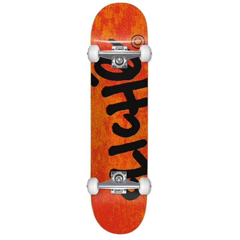Complete Handwritten Skateboard Orange Black 7.5 x 31.12 Inch – Pre-assembled 7-ply maple deck width 17.5cm length 80cm ready to ride out of box - Cliche