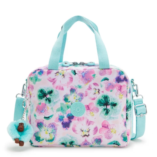 Kipling Miyo Lunchbox, Aqua Blossom with Trolley Sleeve, Insulated, Lightweight & Perfect for School or Outings 25 x 13.5 x 20 cm Kipling Miyo Lunchbox, Aqua Blossom with Trolley Sleeve, Insulated, Lightweight & Perfect for School or Outings 25 x 13.5 x 20 cm