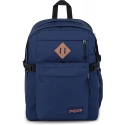 Jansport Main Campus Backpack Navy 32 L Durable Synthetic Leather Trim Padded Laptop Sleeve for School Work Travel
