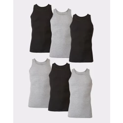 Hanes Ultimate ComfortSoft Men's Tank Undershirt, Black/Grey, 6-Pack OSSTA3