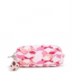 Kipling Gitroy Large Pencil Case, Pink Palm with 3 Compartments, Spacious, Stylish & Perfect for School or Work Supplies 23 x 7 x 10 cm - Kipling