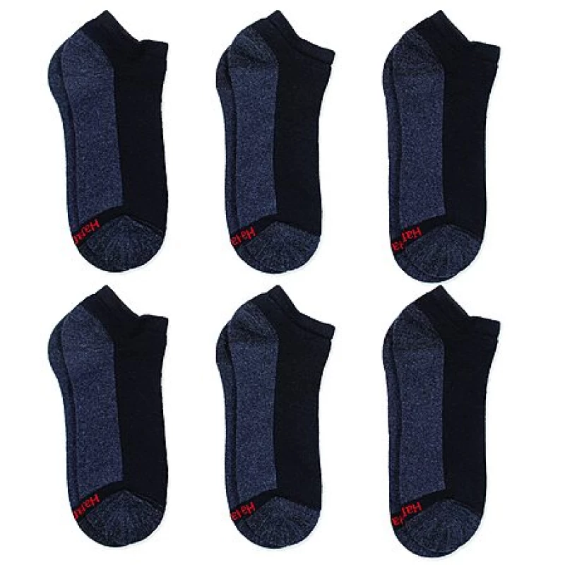 Hanes Men's Max Cushion Low Cut Socks 6-Pack - Black/Grey - Hanes