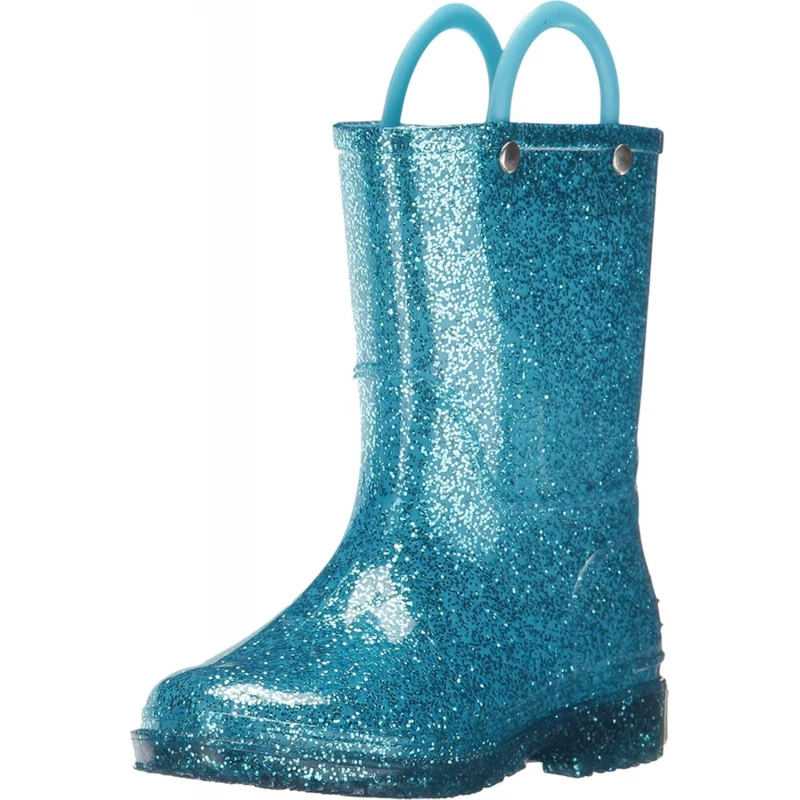 Western Chief Girl's Glitter Waterproof Rain Boots, Turquoise, Toddler Size 10 - Western Chief