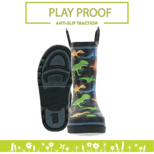 Western Chief Unisex-Child Waterproof Disney Character Rain Boot with Handles in Dino World Black, Size 13.5 UK - Western Chief - Image 3
