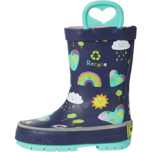 Western Chief Kids Unisex Rainbow Heart Print Waterproof Rain Boots Navy Blue - Western Chief - Image 5