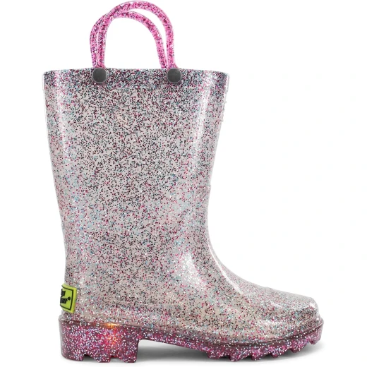 Western Chief Unisex-Child Lighted Rain Boot - Waterproof Footwear in Multi Glitter, Size Toddler (1-4 Years)
