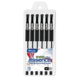 BAZIC Essence Black Gel Pen with Cushion Grip (6 Pack)