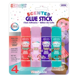 BAZIC Scented Glue Sticks 4-Pack - Washable, Acid-Free, 6g, Assorted Scents for Kids & Students