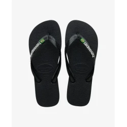 شبشب هافاياناس برازيلي أسود للرجال والنساء، تصميم أسود أنيق مع شعار Havaianas، مقاس 47/48، نعل مريح ومناسب للاستخدام اليومي والشاطئ