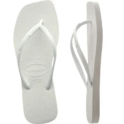 شبشب Havaianas Slim Square نسائي أبيض، مقاس 35/36، بتصميم عصري وأشرطة رفيعة وشعار معدني، مقدمة مربعة أنيقة ونعل مقاوم للانزلاق، خفيف ومريح للصيف - هافياناس - Image 2