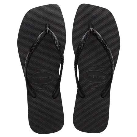 شبشب Havaianas Slim Square نسائي أسود، مقاس 39/40، بتصميم عصري ومقدمة مربعة وأشرطة رفيعة، خفيف ومريح، بنعل مطاطي مقاوم للانزلاق، مثالي للصيف - هافياناس - Image 2