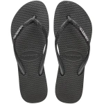 شبشب Havaianas Slim Glitter II نسائي أسود/أسود، مقاس 37/38، بأشرطة رفيعة لامعة وشعار Havaianas، نعل مطاطي مريح ومقاوم للانزلاق، خفيف وأنيق - هافياناس