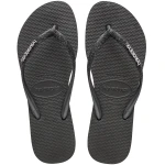 شبشب Havaianas Slim Glitter II نسائي أسود/أسود، مقاس 41/42، بأشرطة رفيعة مزينة بالجليتر، نعل مطاطي مريح ومقاوم للانزلاق، أنيق وخفيف للصيف - هافياناس