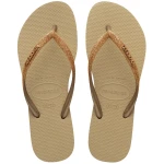 Havaianas Slim Glitter II Flip Flops, Sand and Light Metallic Gold, Size 37/38, Stylish Glitter Straps, Lightweight and Comfortable, Ideal for Beach, Pool and Summer - Havaianas