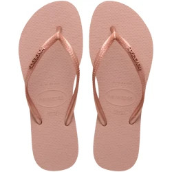 شبشب Havaianas Slim Logo Metallic نسائي باللون الوردي، مقاس 37/38 (UK 4/5)، خفيف ومريح وأنيق، مثالي للشاطئ والمسبح والاستخدام اليومي