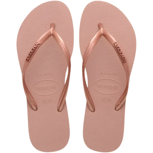شبشب Havaianas Slim Logo Metallic نسائي للبحر، وردي فاتح، مقاس 39/40، خفيف ومريح، بحزام رفيع وشعار معدني أنيق، مثالي للشاطئ والاستخدام اليومي - هافياناس - Image 3