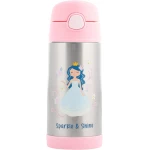 Stephen Joseph Kids Insulated Water Bottle, Double Wall Stainless Steel, Princess 11.8 Ounce - Stephen Joseph