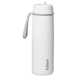 B.box IDB 690mL Insulated Water Bottle White Out, Stainless Steel Straw, 23 fl oz
