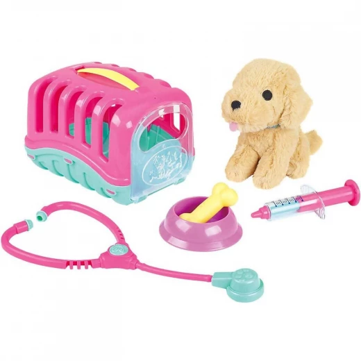 Playgo Pet Care Take Along 6pc Toy Set, Plush Puppy, Stethoscope, Syringe, Carry Case, 2+ Years - Playgro - Image 2