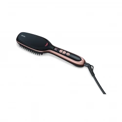 Beurer HS 60 Hair Straightener Brush Professional Ceramic Coated Bristles for Smooth, Shiny Hair 2 Heat Settings with Auto Shut Off and Black Finish Compatible with All Hair Types