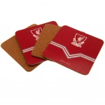 Liverpool FC Retro Coaster Set 4 Pack Featuring Liverbird Crest Durable Drink Protection for Tables and Surfaces Officially Licensed Merchandise Great Gift Idea for Reds Fans - Liverpool FC