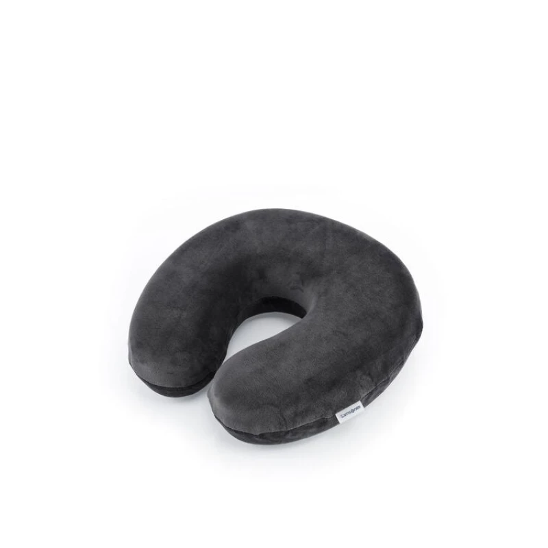 Samsonite Travel Essentials Memory Foam Pillow Firm Support Dark Gray Ergonomic Design for Airplane, Car, 1 Size Fits All, Travel Accessory - Samsonite