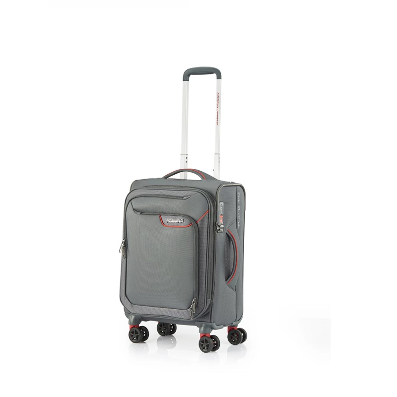 American Tourister Applite 4E Lightweight 55cm Grey/Red Carry-On Suitcase - American Tourister