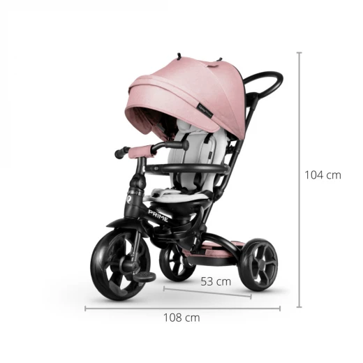 Qplay Milly Mally New Prime Pink 6-in-1 Tricycle for Toddlers, Adjustable, Rotating Seat - Qplay - Image 7