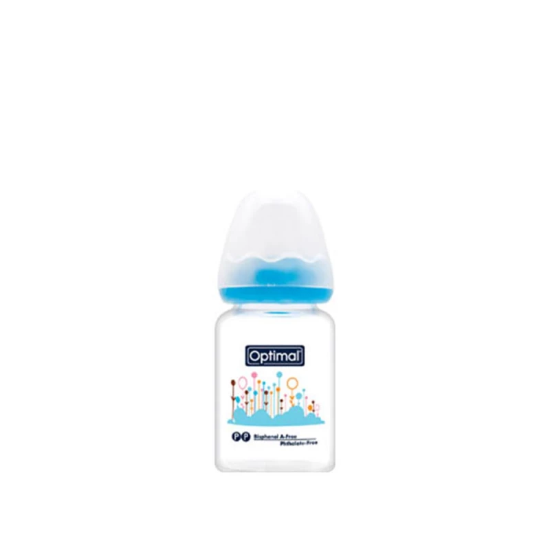 Optimal Glass Baby Bottle 60ml Blue, Heat Resistant, Sterilizer Safe, Newborn Feeding - Optimal