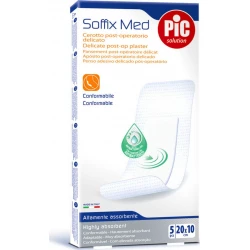 Pic Soffix Med Self Adhesive Gauze Dressing Pack 20cm x 10cm, 5 Pieces, Sterile Wound Care, Breathable, Highly Absorbent, Easy Application, Individually Wrapped for Hygiene
